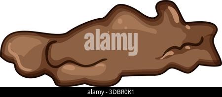 Brown mud puddle flowing dirt liquid cartoon illustration Stock Vector