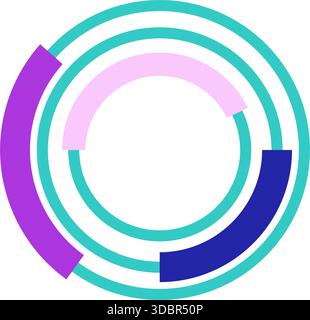Concentric circles forming a progress chart diagram Stock Vector
