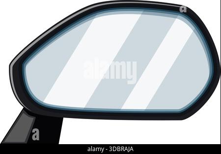 Car side view mirror drawing showing road safety Stock Vector