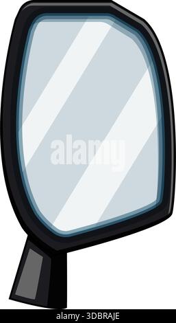 Car side mirror reflecting view behind vehicle Stock Vector