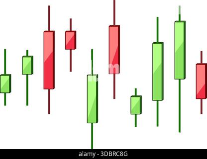 Financial candlestick charts showing stock market trading data Stock Vector