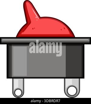 Red toggle switch controlling power with cartoon illustration Stock Vector