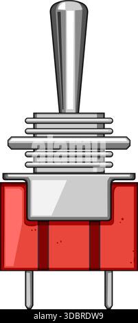 Toggle switch with red base controlling electrical circuit Stock Vector