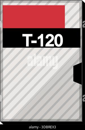 Vhs video cassette tape t 120 label illustration Stock Vector