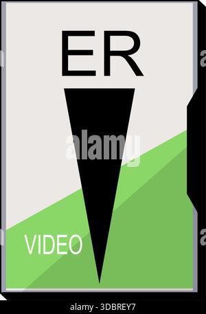 Vhs tape video cassette cover graphic illustration Stock Vector