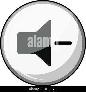 Digital button icon representing lowering audio sound volume Stock Vector