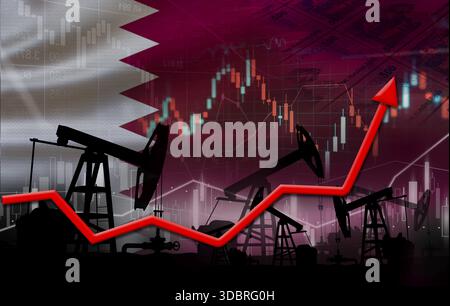 Qatar oil industry concept, industrial illustration - lowering down ...