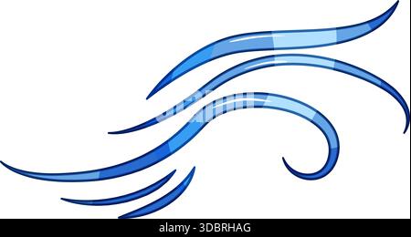 Dynamic blue wavy lines symbolizing wind flow and air current Stock Vector