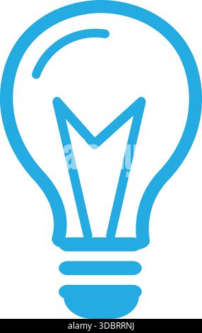 Light bulb icon Blue, Electric bulb lamp, thinking symbol, Solution symbol, idea symbol Stock Vector
