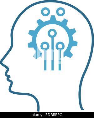 Human Brain Thinking sign, Human brain in head icon, Ai Intelligence with Brain Symbol, Digital Circuit Board, circuit board, semiconductor path, AI t Stock Vector