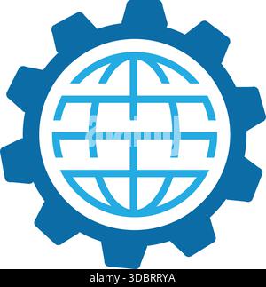 Gear with Globe web, WWW web, Web sign, web symbol, website Maintenance, web access icon, URL sign, gears icon, Setting icon, Gear connection icon Stock Vector