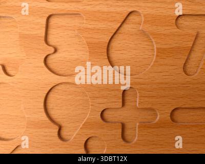 This is a wooden number puzzle or counting board for children. Stock Photo
