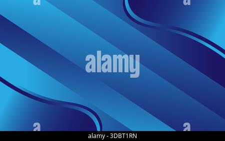 Abstract blue background with diagonal gradient stripes and curved shape vector banner with copy space Stock Vector