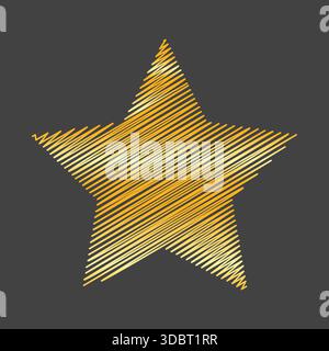 five pointed gold scribbled star vector illustration Stock Vector