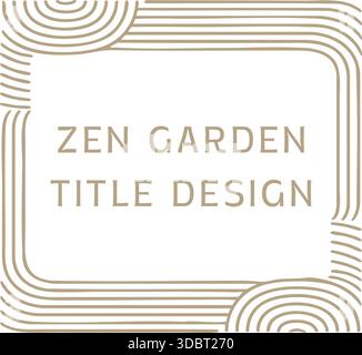 Cream card with flowing corner lines and spacious typography evoking calm zen garden aesthetics. Stock Vector