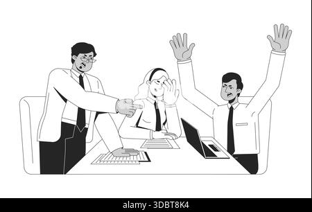 Conflict during meeting outline illustration Stock Vector