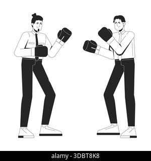 Office fight line illustration concept Stock Vector