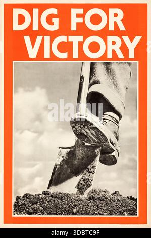 DIG FOR VICTORY – British World War II Propaganda (British Ministry of Agriculture, 1940s) British Campaign Poster Stock Photo