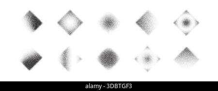 Grainy rhombus pattern with gradient noise effect and stipple texture on white background. Abstract dotwork design with rhomb shapes and sand like Stock Vector