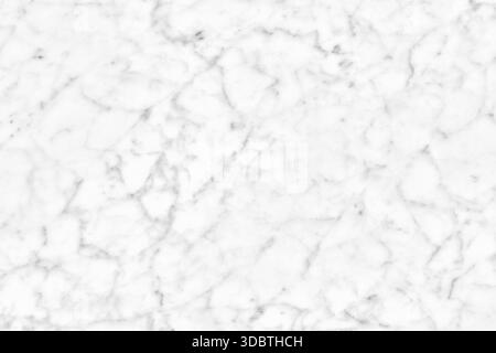 High-resolution background of authentic white Carrara marble. Features natural grey veining on a bright white surface, perfect for luxury interior des Stock Photo