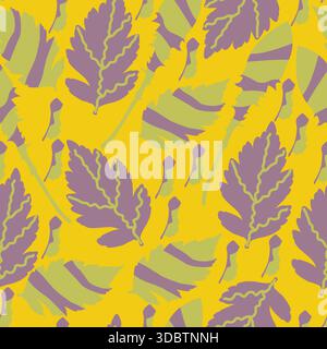 Stylized colorful leaves seamless pattern; leaf stylized silhouettes pattern Stock Vector