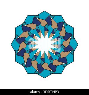 Pointed motif morrocan style colorful;geometric multicolored mandala; illustration Stock Vector