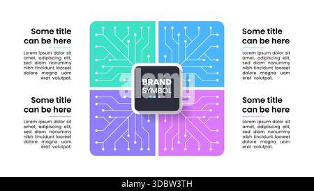 Infographic template with 4 options or steps. Chip. Can be used for workflow layout, diagram, banner, webdesign. Vector illustration Stock Vector