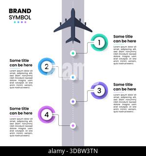 Infographic template with 4 options or steps. Airplane. Can be used for workflow layout, diagram, banner, webdesign. Vector illustration Stock Vector