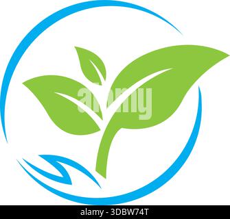 Eco Green Leaf Circle Logo Icon Vector Template Design Stock Vector
