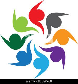 Colorful Bird Wings Circle Logo Vector Icon Design Template Stock Vector