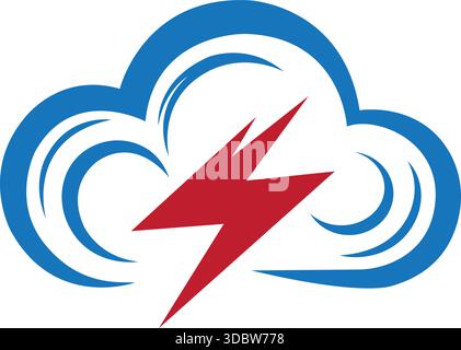 Modern Energy Cloud Thunder Bolt Logo Template Design Icon Vector Stock Vector