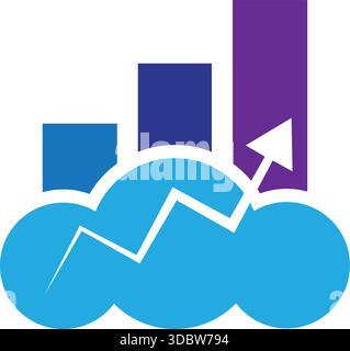 Cloud Bar Chart Growth Logo Vector Design Icon Template Stock Vector