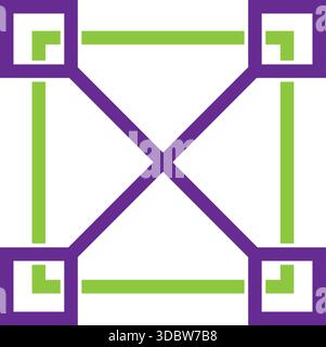 Square Tech Wireframe Connection Logo Vector Icon Template Design Stock Vector