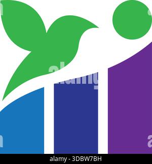 Leaf Bar Chart Growth Business Logo Vector Template Icon Design Stock Vector