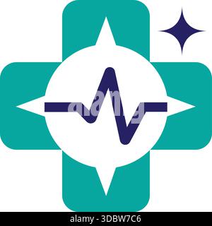 Medical Cross Heartbeat Pulse Logo Template Icon Design Vector Stock Vector