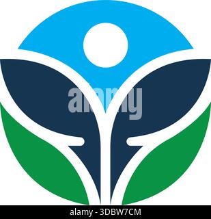 Human Leaf Person Circle Logo Template Vector Design Icon Stock Vector