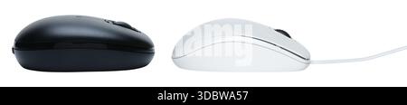 Set of modern computer mouse on transparent background. Wireless and wired models, office and gaming designs. High-quality isolated electronic device Stock Photo