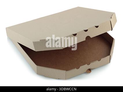 Open Craft pizza box isolated on a transparent background. Cardboard packaging for delivery or branding design, eco-friendly and perfect for restauran Stock Photo