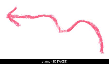 Hand-drawn red arrow isolated on a transparent background, drawn by soft pastel. Simple sketch element for infographic, UI design, presentation, and c Stock Photo