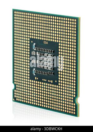 Close-up microprocessor isolated on a transparent background. High-detail electronic component perfect for technology, hardware design, engineering vi Stock Photo