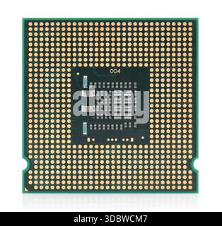 Close-up microprocessor isolated on a transparent background. High-detail electronic component perfect for technology, hardware design, engineering vi Stock Photo