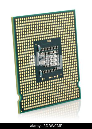 Close-up microprocessor isolated on a transparent background. High-detail electronic component perfect for technology, hardware design, engineering vi Stock Photo
