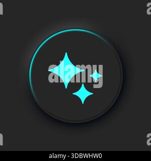 A black round button with a blue artificial intelligence badge. Stock Vector