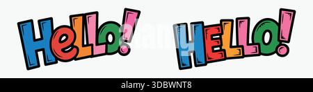 Colorful Hello Text Designs Stock Vector