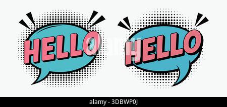 comic speech bubbles with hello text Stock Vector