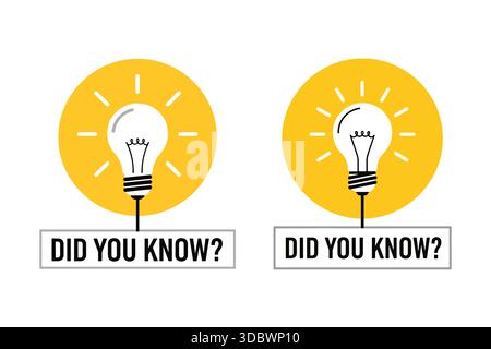 did you know fact light bulb icons on white Stock Vector