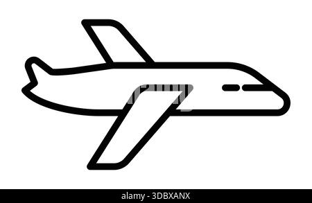This minimalist illustration features a simple outline of an airplane, ideal for any travel-related project. Perfect for website graphics or promotion Stock Vector
