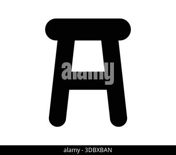 A simple, solid black icon of a stool, representing minimalist design. Ideal for various graphic projects, interior decor, and furniture-related theme Stock Vector