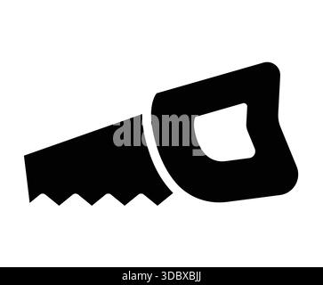 A detailed silhouette of a hand saw featuring a unique curved handle design. Perfect for representing woodworking, home improvement, and DIY projects Stock Vector