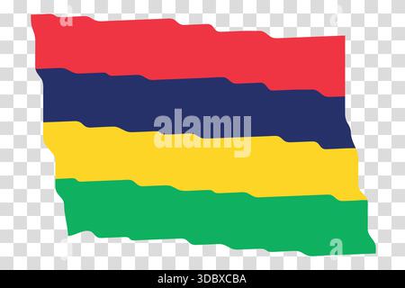 Waving Flag of Mauritius. Mauritian national symbol in official colors. Template icon. Abstract vector background. Fluttering effect Stock Vector